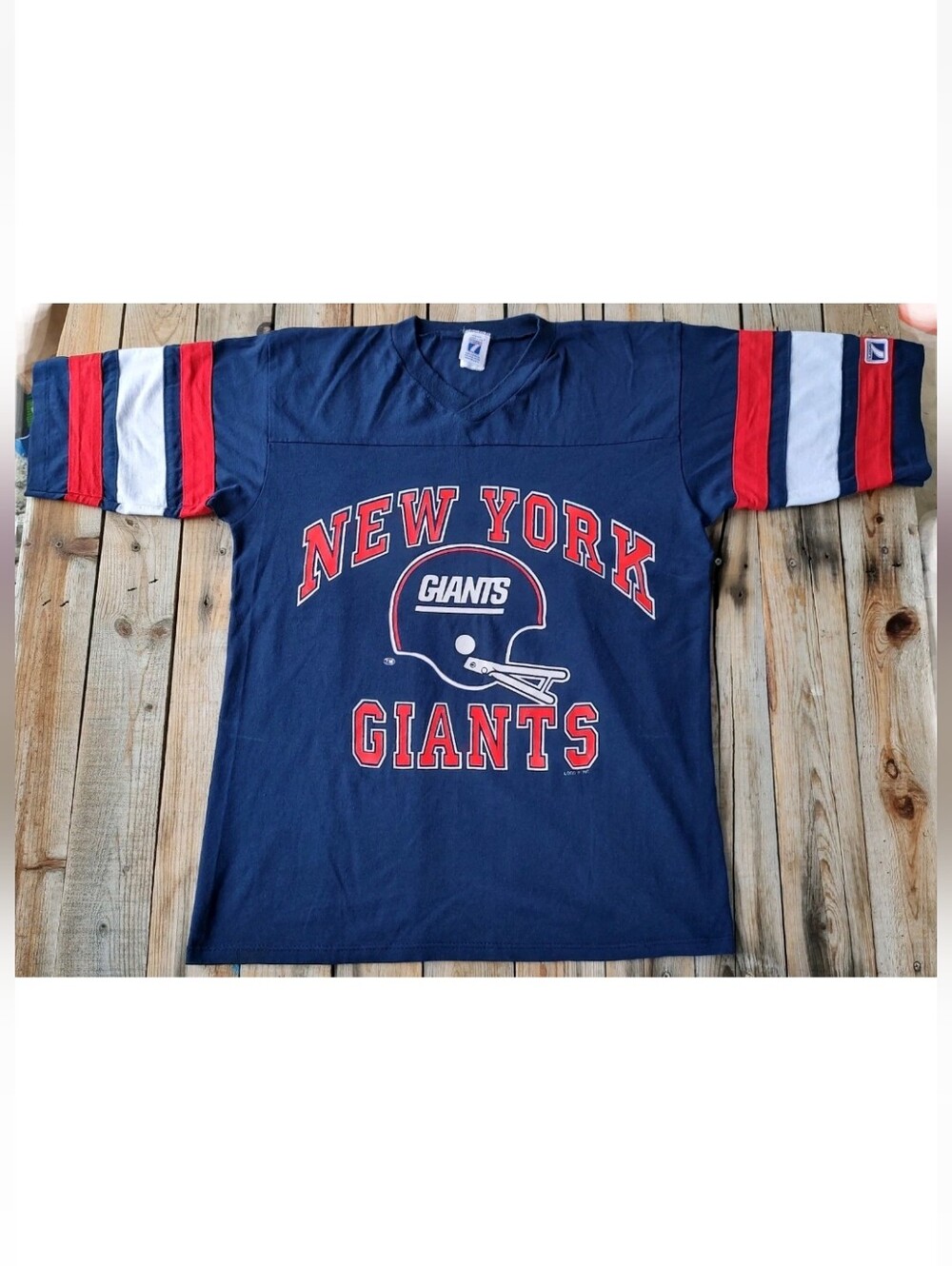 Vintage 90's NFL New York Giants Football 3/4 sleeve shirt made in USA